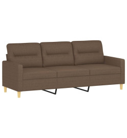 Canapé à 3 places avec repose-pieds Marron 180 cm Tissu