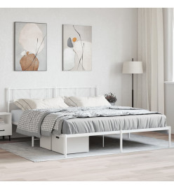 Cadre de lit métal avec tête de lit blanc 183x213 cm