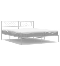 Cadre de lit métal avec tête de lit blanc 183x213 cm