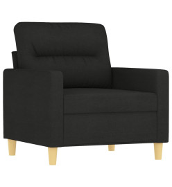 Fauteuil avec repose-pied Noir 60 cm Tissu