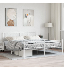 Cadre de lit métal avec tête de lit/pied de lit blanc 193x203cm