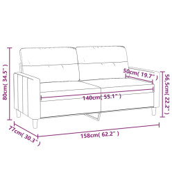 Canapé à 2 places Jaune clair 140 cm Tissu