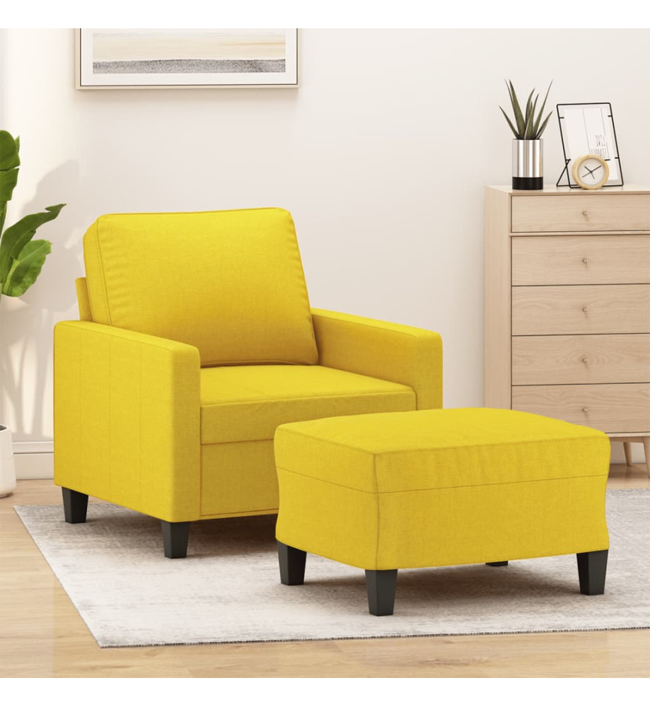 Fauteuil avec repose-pied Jaune clair 60 cm Tissu