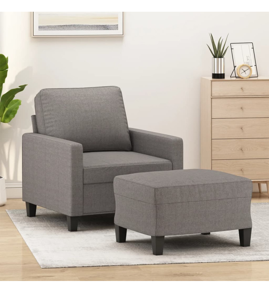 Fauteuil avec repose-pied Taupe 60 cm Tissu