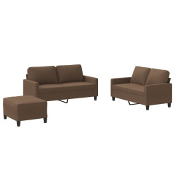 Ensemble de canapés 3 pcs avec coussins Marron Tissu