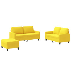 Ensemble de canapés 3 pcs avec coussins Jaune clair Tissu