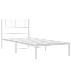 Cadre de lit métal avec tête de lit blanc 80x200 cm