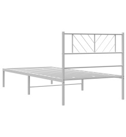 Cadre de lit métal avec tête de lit blanc 80x200 cm