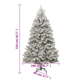 Sapin de Noël artificiel à charnières avec neige floquée 210 cm