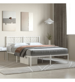 Cadre de lit métal avec tête de lit blanc 135x190 cm