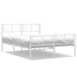 Cadre de lit métal avec tête de lit/pied de lit blanc 140x190cm