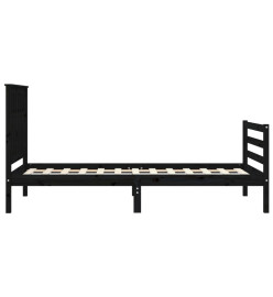 Cadre de lit avec tête de lit noir simple bois massif