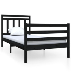 Cadre de lit Noir Bois massif 90x190 cm Simple