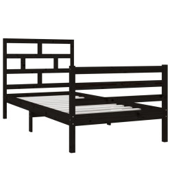 Cadre de lit Noir Bois massif 90x190 cm Simple