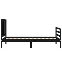 Cadre de lit avec tête de lit noir simple bois massif