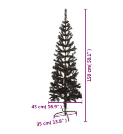 Sapin de Noël étroit Noir 150 cm