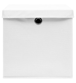 Boîtes de rangement avec couvercle 10pcs Blanc 32x32x32cm Tissu