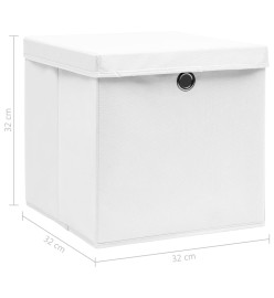 Boîtes de rangement avec couvercle 10pcs Blanc 32x32x32cm Tissu