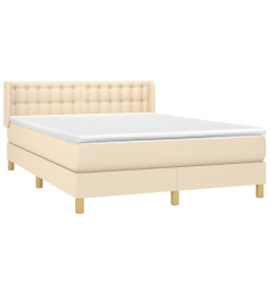 Lit à sommier tapissier avec matelas Crème 140x190 cm Tissu