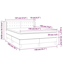 Lit à sommier tapissier avec matelas Crème 140x190 cm Tissu