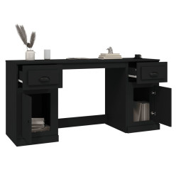 Bureau avec armoire noir bois d'ingénierie