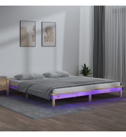 Cadre de lit à LED 120x190 cm petit double bois massif