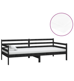 Lit de repos avec matelas 90x200 cm Noir Bois de pin massif