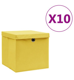 Boîtes de rangement avec couvercles 10 pcs 28x28x28 cm Jaune