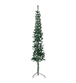 Demi sapin de Noël artificiel mince avec support Vert 180 cm