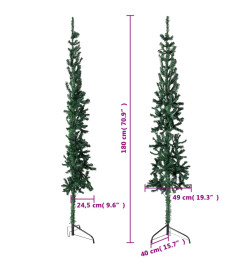 Demi sapin de Noël artificiel mince avec support Vert 180 cm