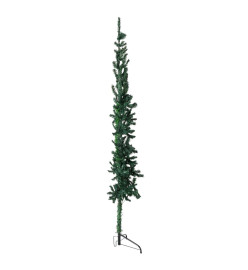 Demi sapin de Noël artificiel mince avec support Vert 240 cm