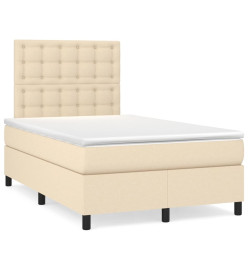 Lit à sommier tapissier avec matelas Crème 120x200 cm Tissu