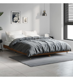 Cadre de lit chêne marron 140x190 cm bois d'ingénierie