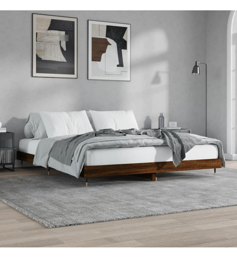 Cadre de lit chêne marron 150x200 cm bois d'ingénierie Cadre de lit chêne marron 150x200 cm bois d'ingénierie