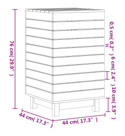 Panier à linge blanc 44x44x76 cm bois massif de pin