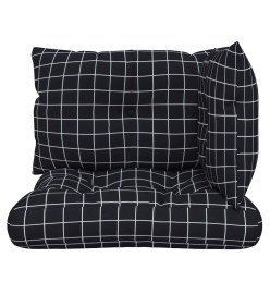 Coussins de palette 3 pcs motif à carreaux noir tissu Oxford