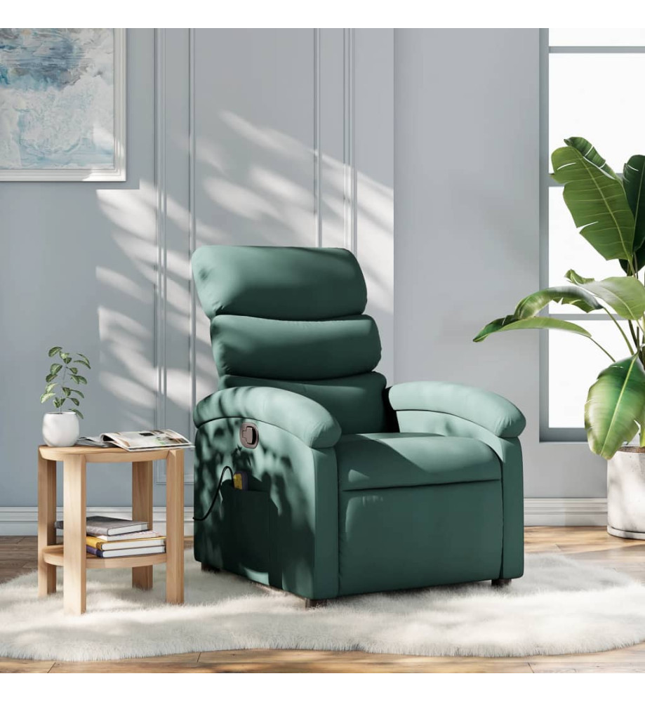 Fauteuil de massage inclinable Vert foncé Tissu