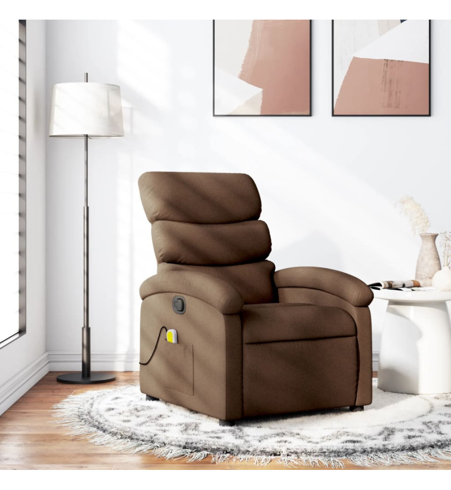 Fauteuil de massage inclinable Marron Tissu