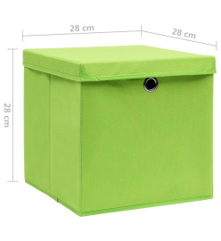 Boîtes de rangement avec couvercles 10 pcs 28x28x28 cm Vert