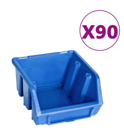 Kit de bacs de stockage et panneaux muraux 96 pcs Bleu et noir