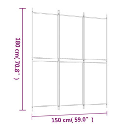 Cloison de séparation 3 panneaux Blanc 150x180 cm Tissu