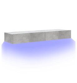 Meubles TV avec lumières LED 2 pcs gris béton 60x35x15,5 cm