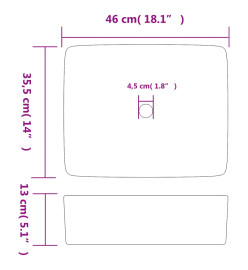 Vasque à poser multicolore rectangulaire 46x35,5x13cm céramique