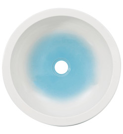 Vasque à poser blanc et bleu rond Φ41x14 cm céramique