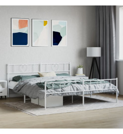 Cadre de lit métal avec tête de lit/pied de lit blanc 193x203cm