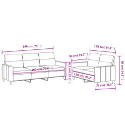 Ensemble de canapés 2 pcs avec coussins Jaune clair Tissu