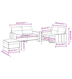 Ensemble de canapés 3 pcs avec coussins Jaune clair Tissu