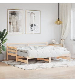 Lit de jour avec lit gigogne 90x200 cm bois de pin massif