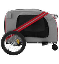 Remorque de vélo pour chien rouge et gris tissu oxford et fer