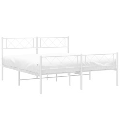 Cadre de lit métal avec tête de lit/pied de lit blanc 140x190cm